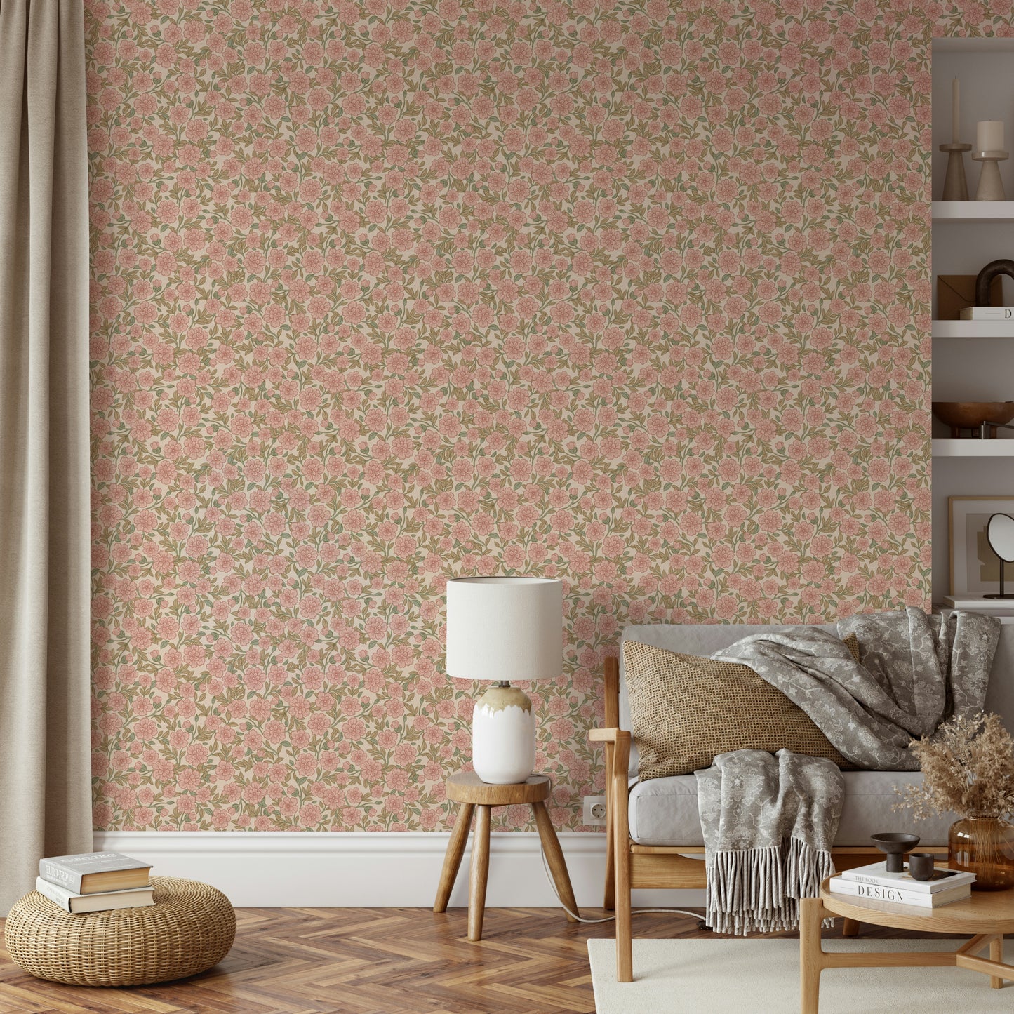 Juno Welcoming Walls Ditsy Peach Floral Wallpaper⁠