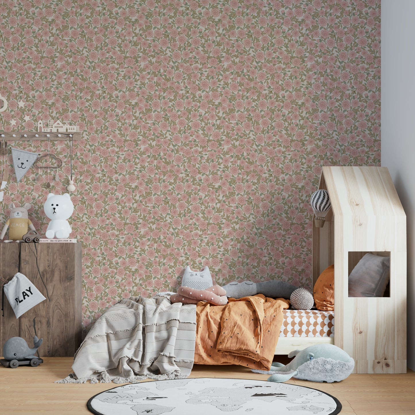 Juno Welcoming Walls Ditsy Peach Floral Wallpaper⁠