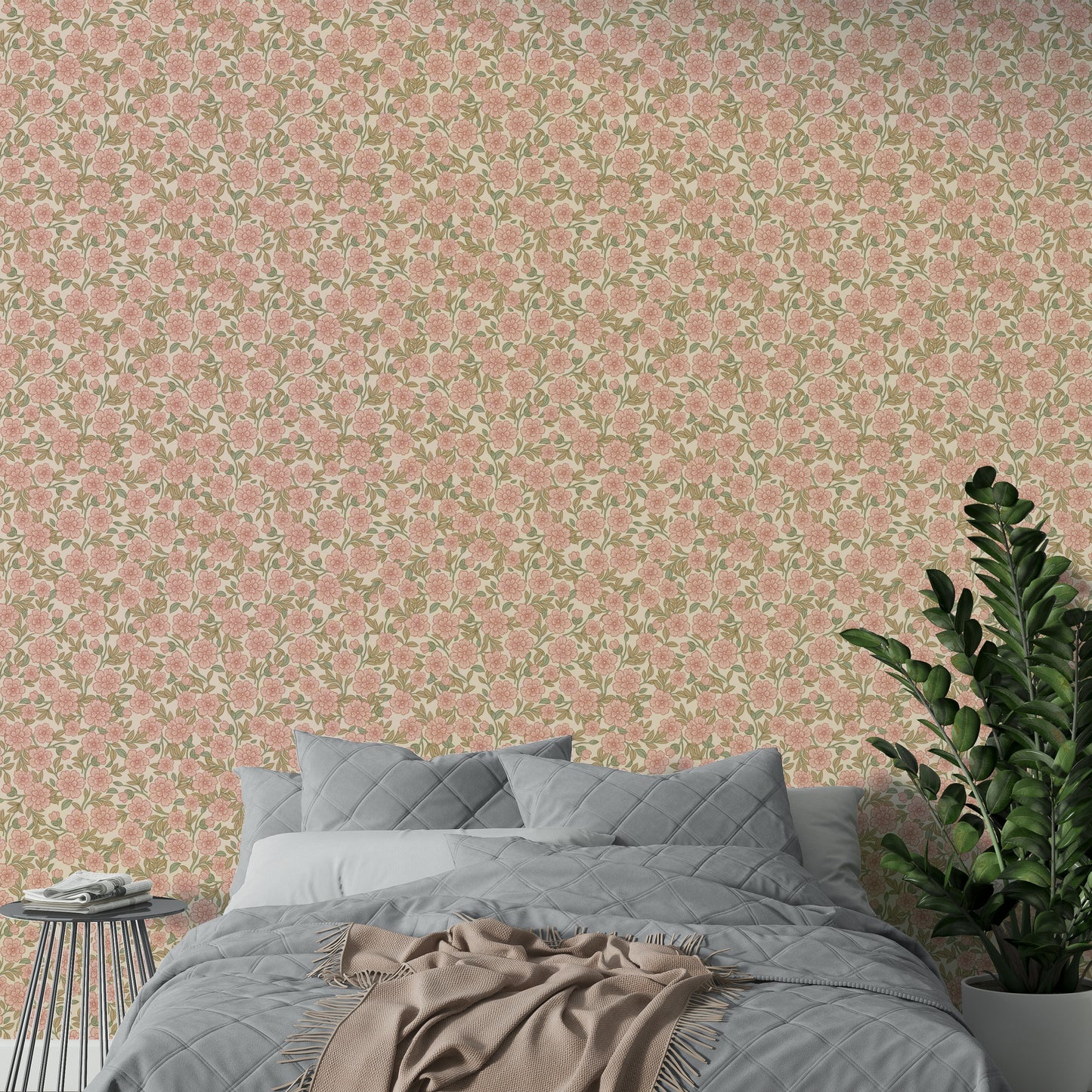 Juno Welcoming Walls Ditsy Peach Floral Wallpaper⁠