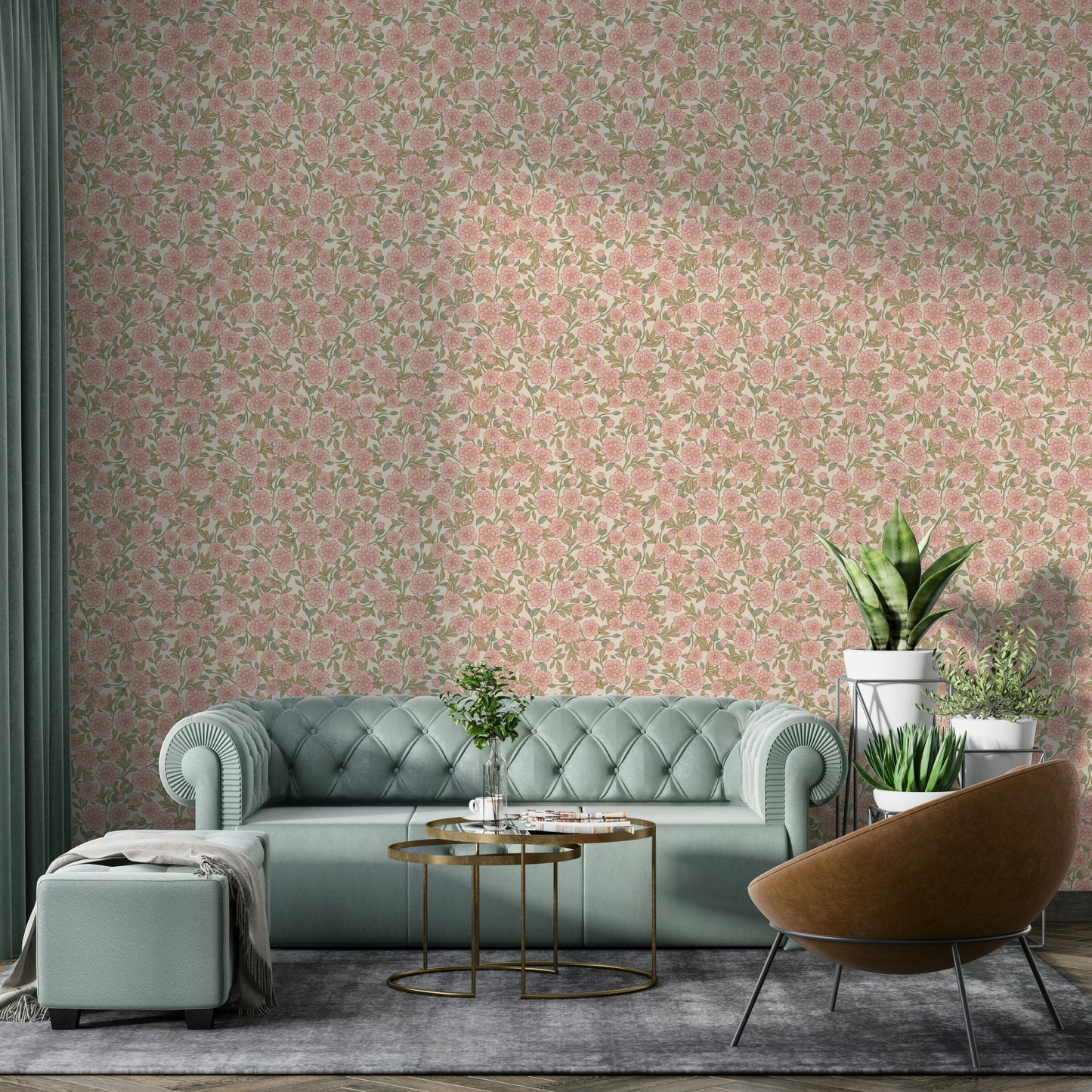 Juno Welcoming Walls Ditsy Peach Floral Wallpaper⁠