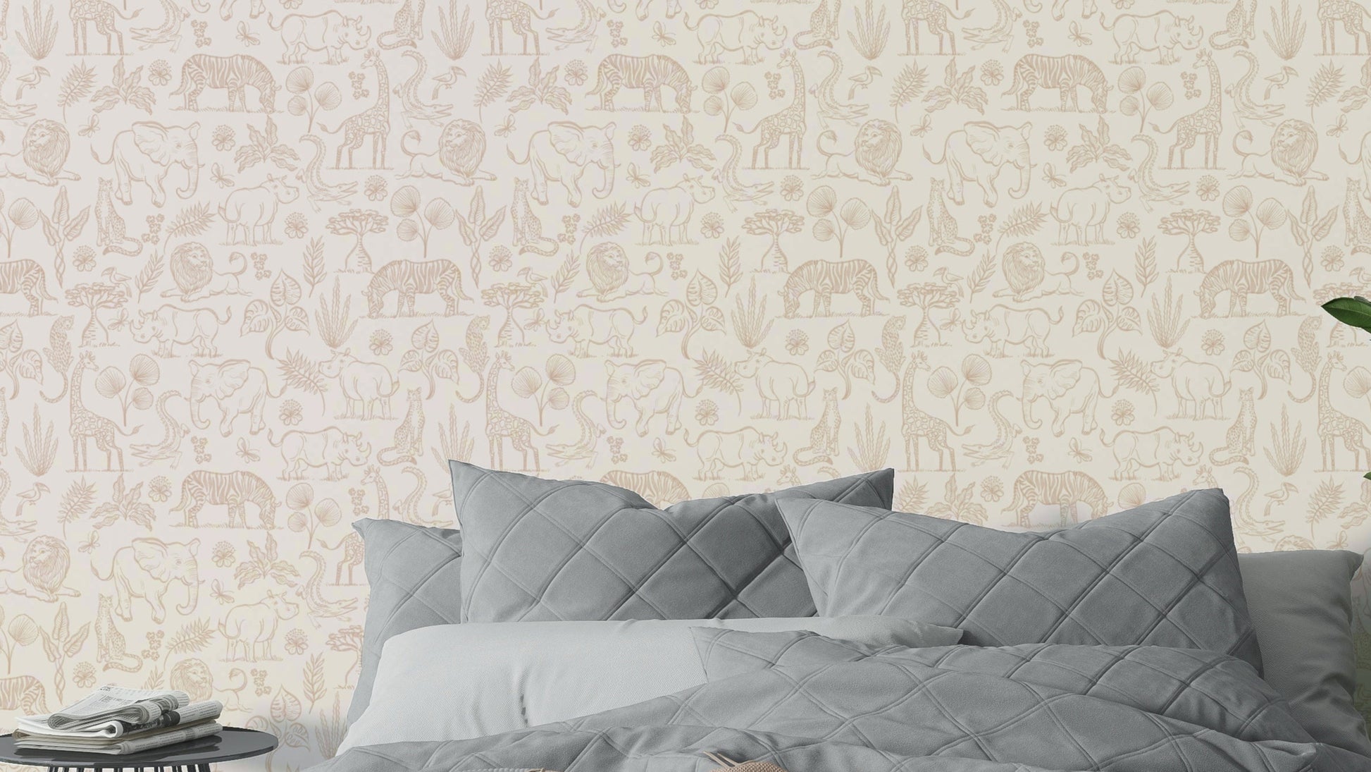 Neutral safari adventure wallpaper for stylish rooms

