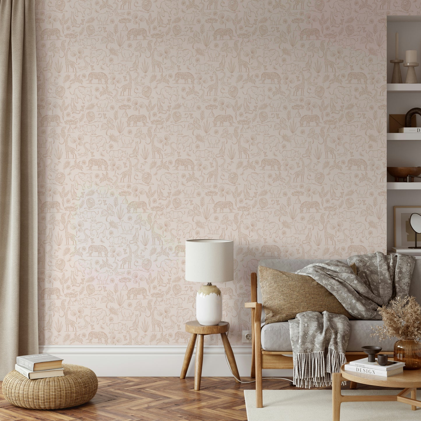 Sophisticated neutral safari wallpaper for bedrooms

