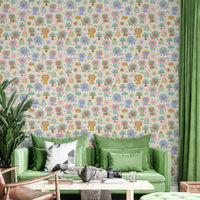 Whimsical little lion wallpaper for playful interiors

