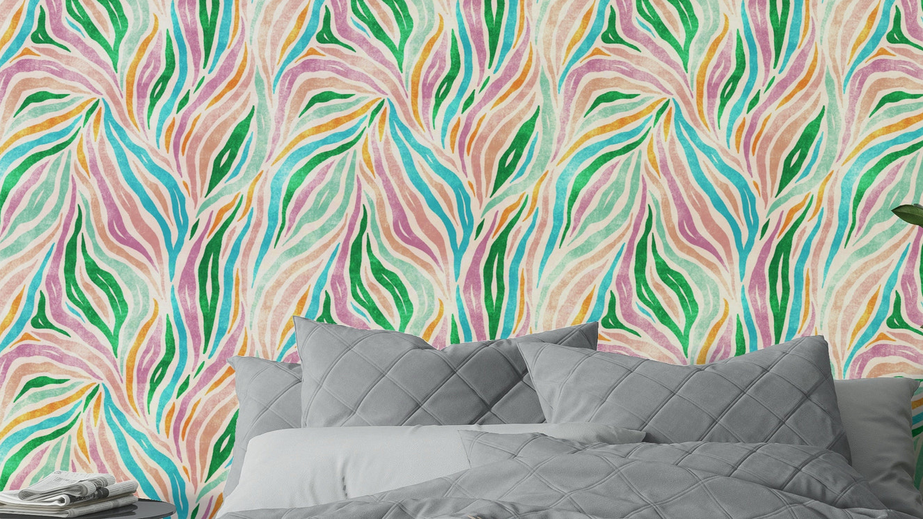 Multicolor Boho Zebra Print Wallpaper⁠