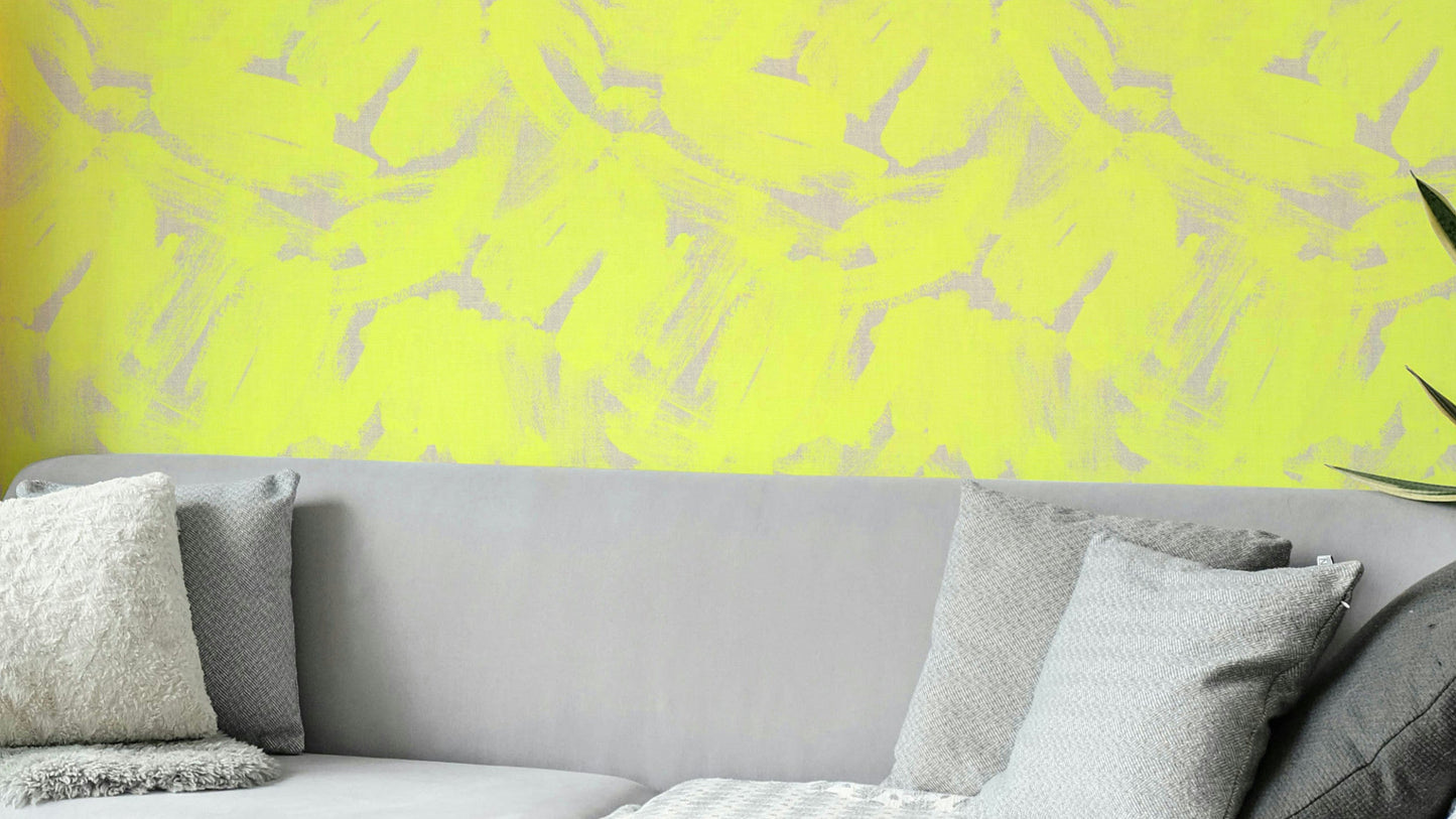 Neon Yellow  Abstract Brushstroke Wallpaper⁠