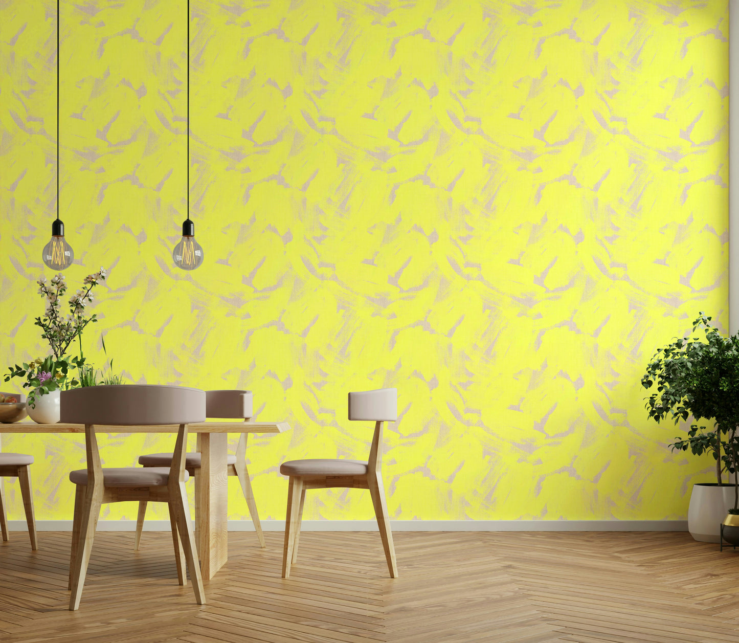 Neon Yellow  Abstract Brushstroke Wallpaper⁠