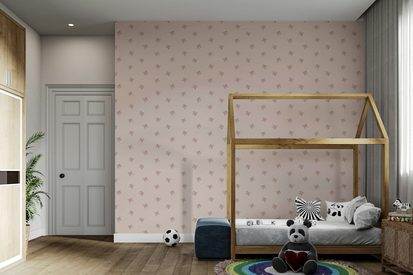 Dreamy Birds Shell Pink Wallpaper⁠