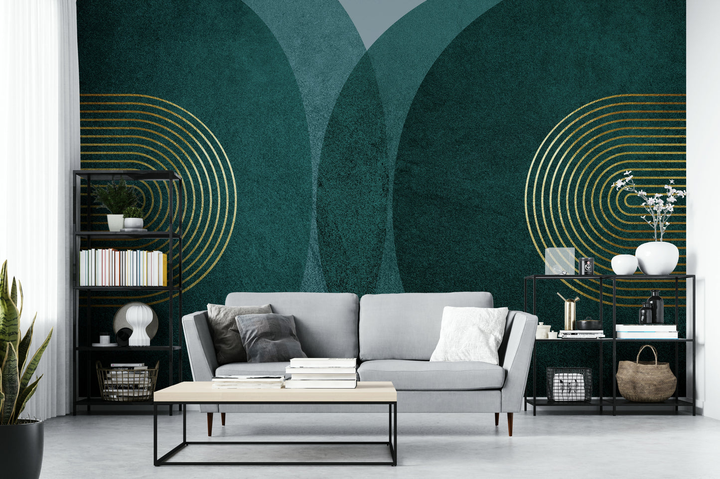 Modern Mid Century in Teal Wall Mural