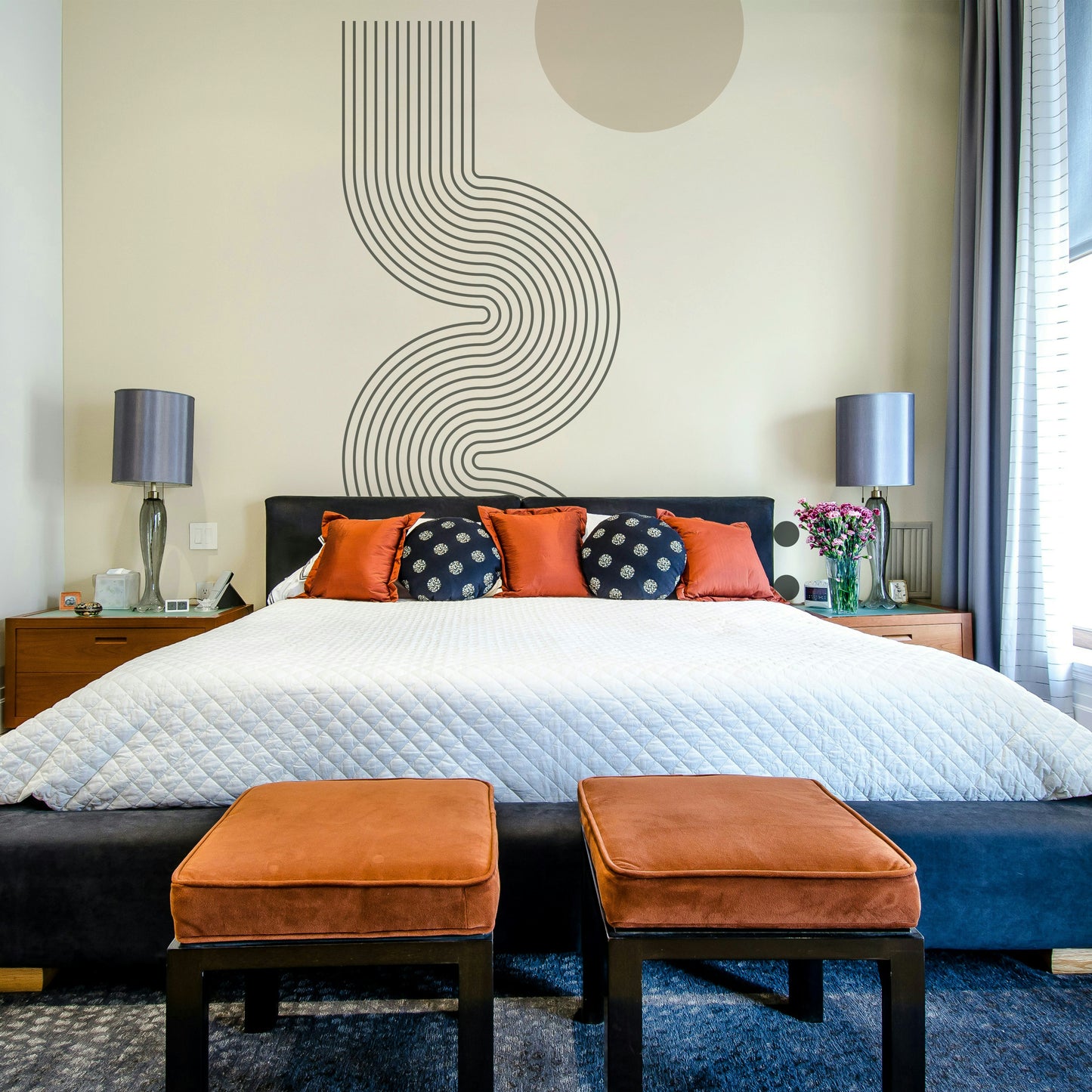 Retro Geometric Flow Wall Mural