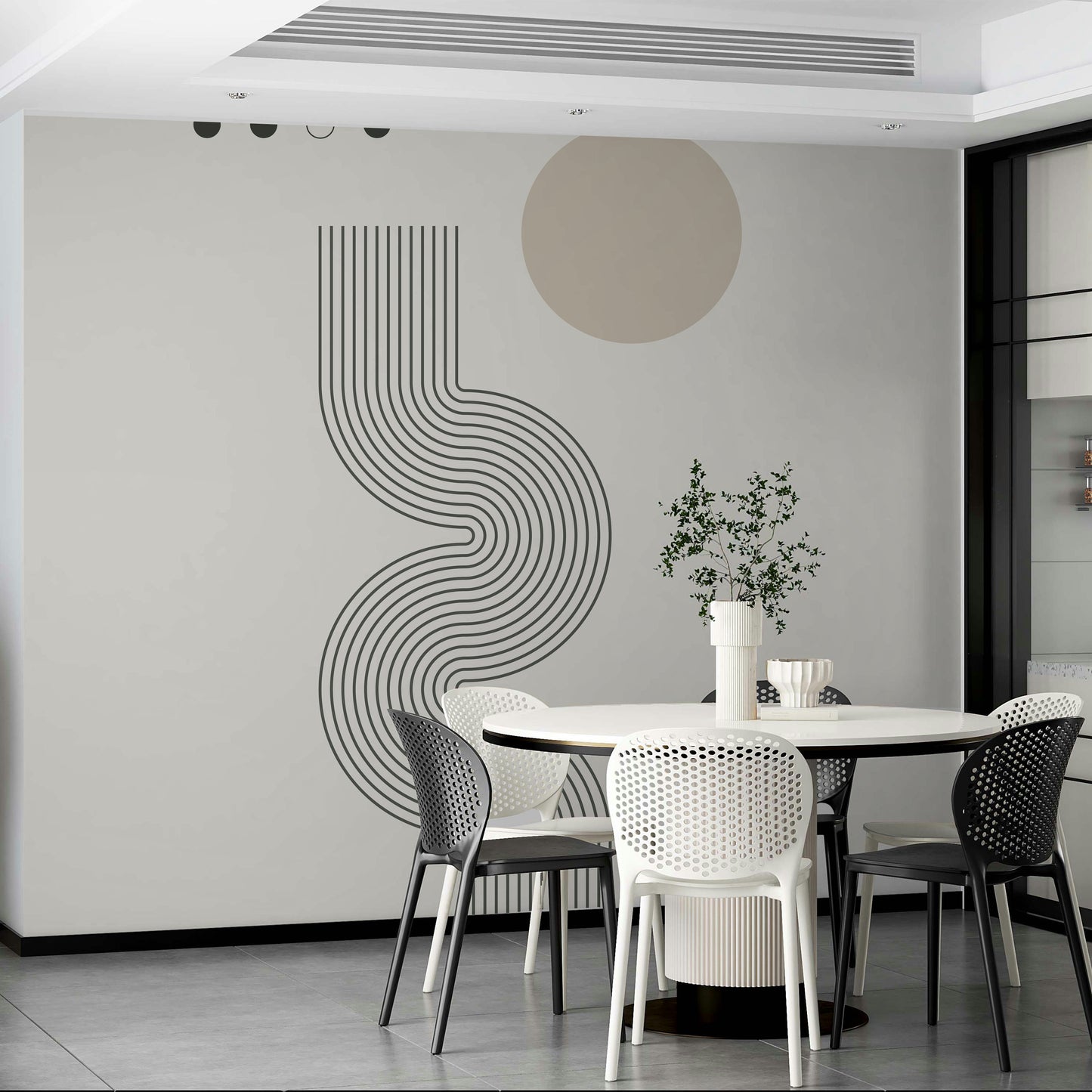 Retro Geometric Flow Wall Mural