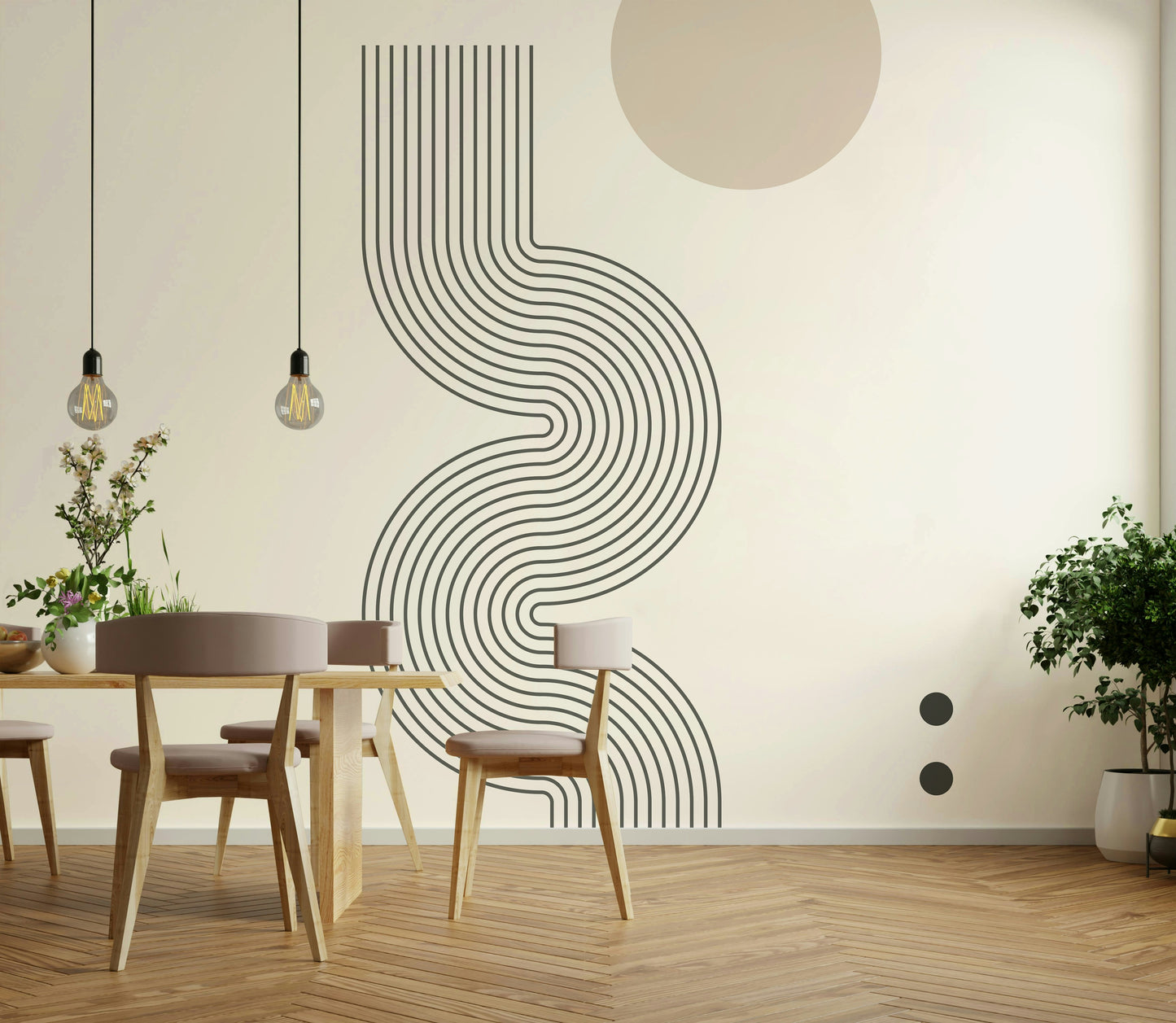 Retro Geometric Flow Wall Mural