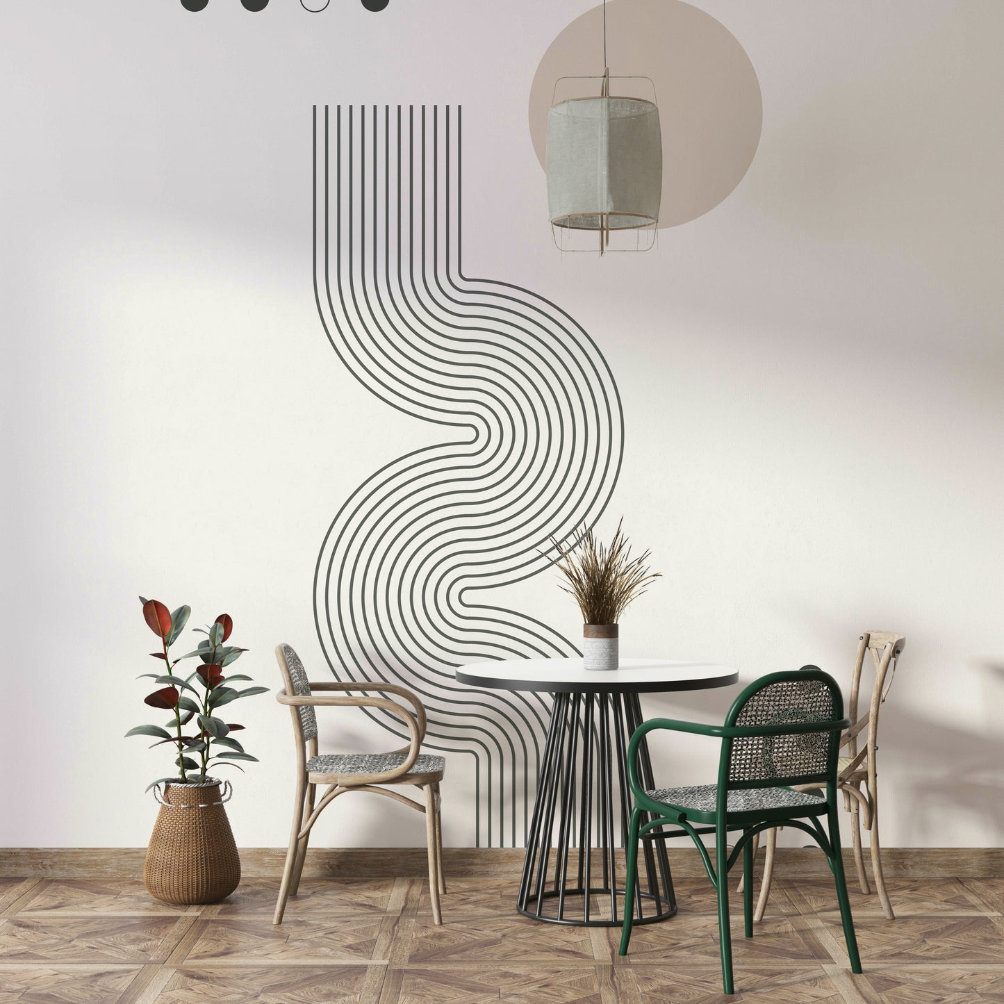 Retro Geometric Flow Wall Mural