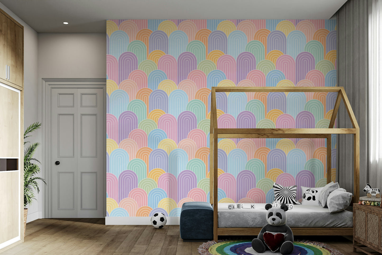 Bright Pastel Rainbows Wall Mural
