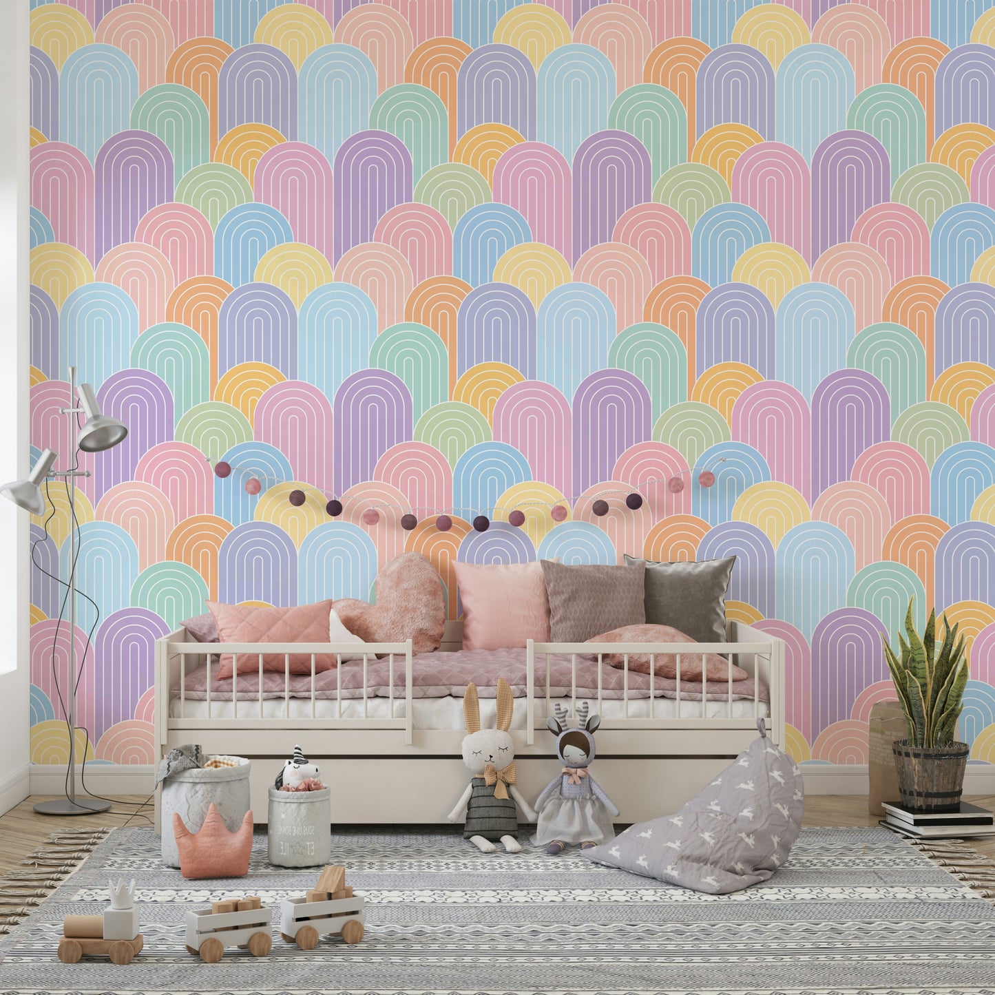 Bright Pastel Rainbows Wall Mural