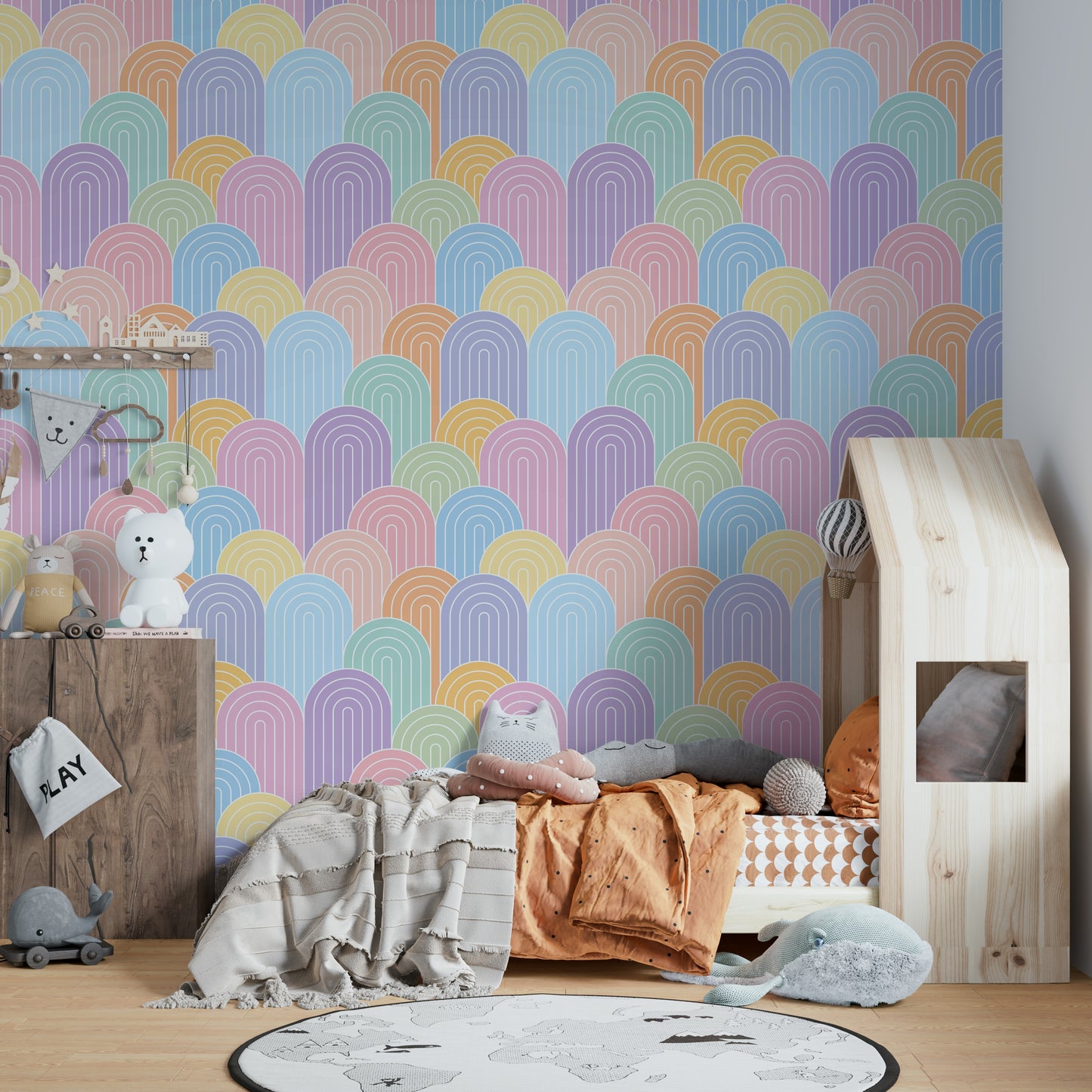 Bright Pastel Rainbows Wall Mural