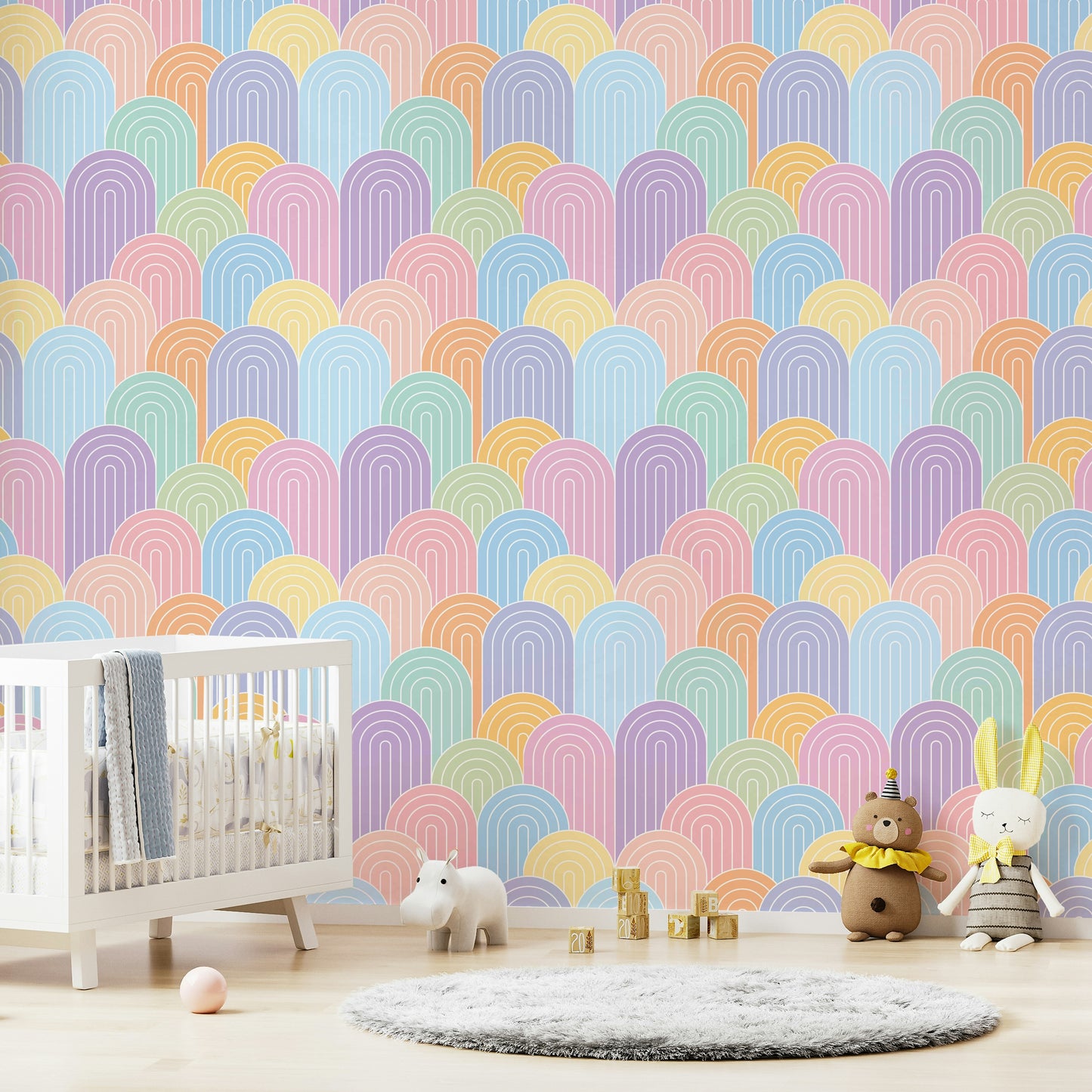 Bright Pastel Rainbows Wall Mural