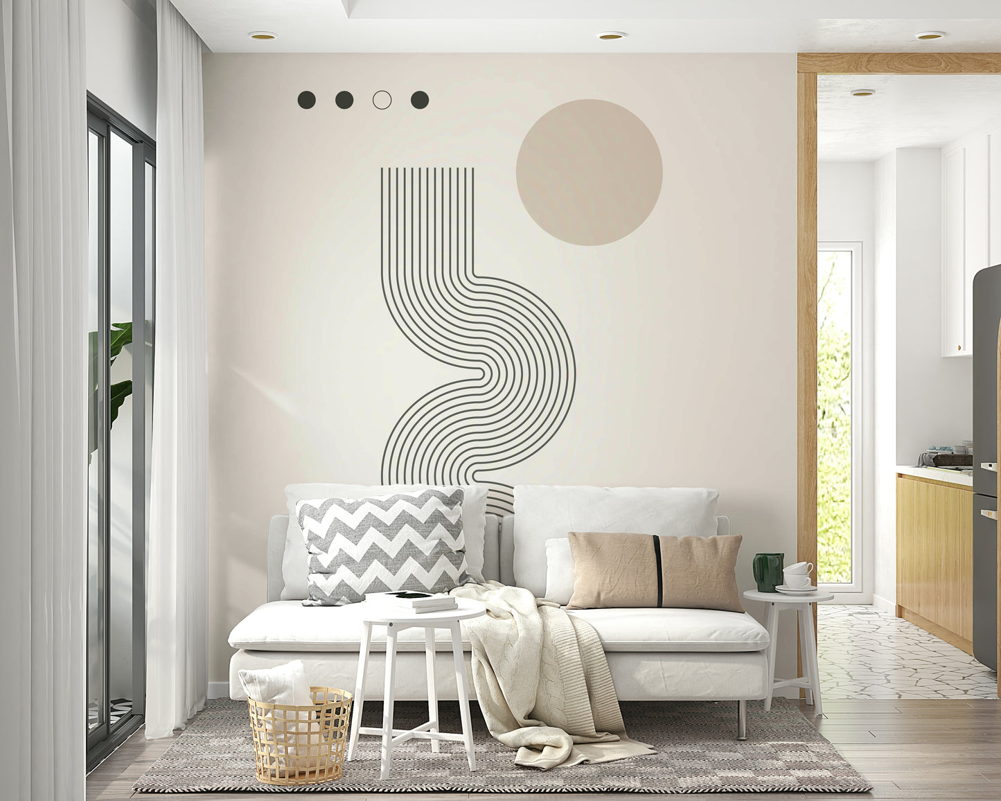 Retro Geometric Flow Wall Mural