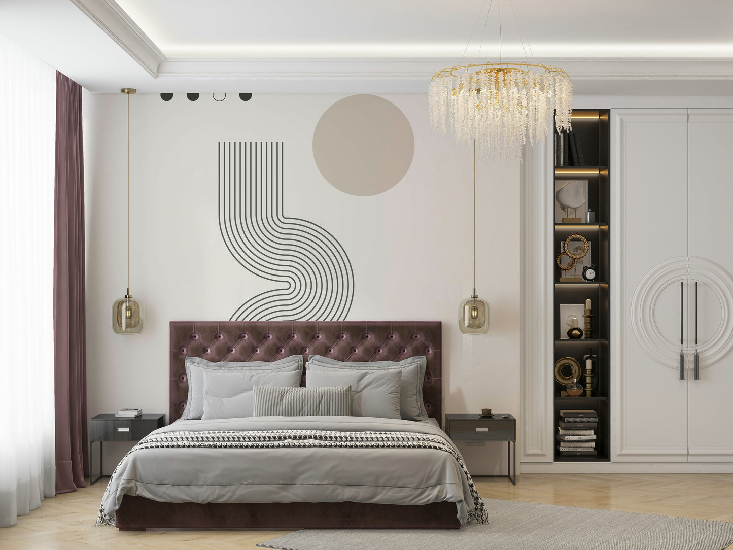 Retro Geometric Flow Wall Mural