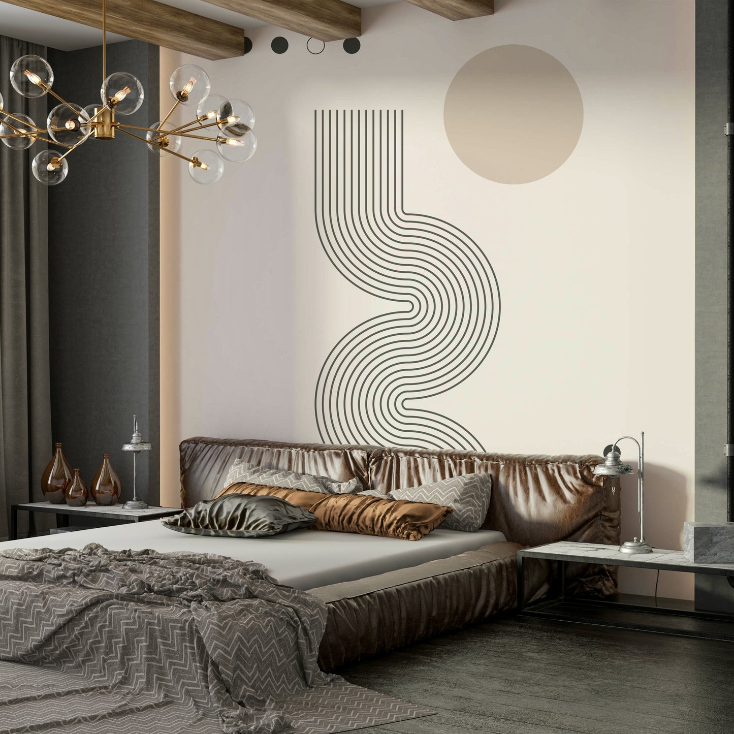 Retro Geometric Flow Wall Mural