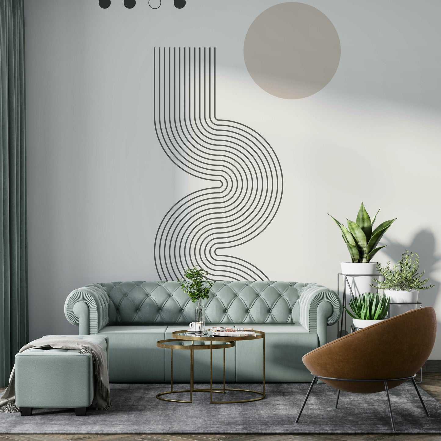 Retro Geometric Flow Wall Mural