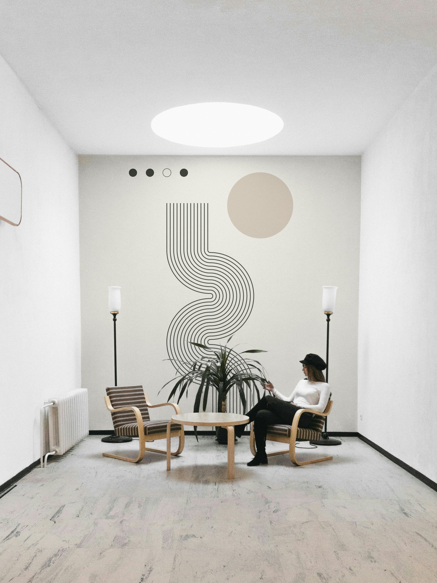 Retro Geometric Flow Wall Mural