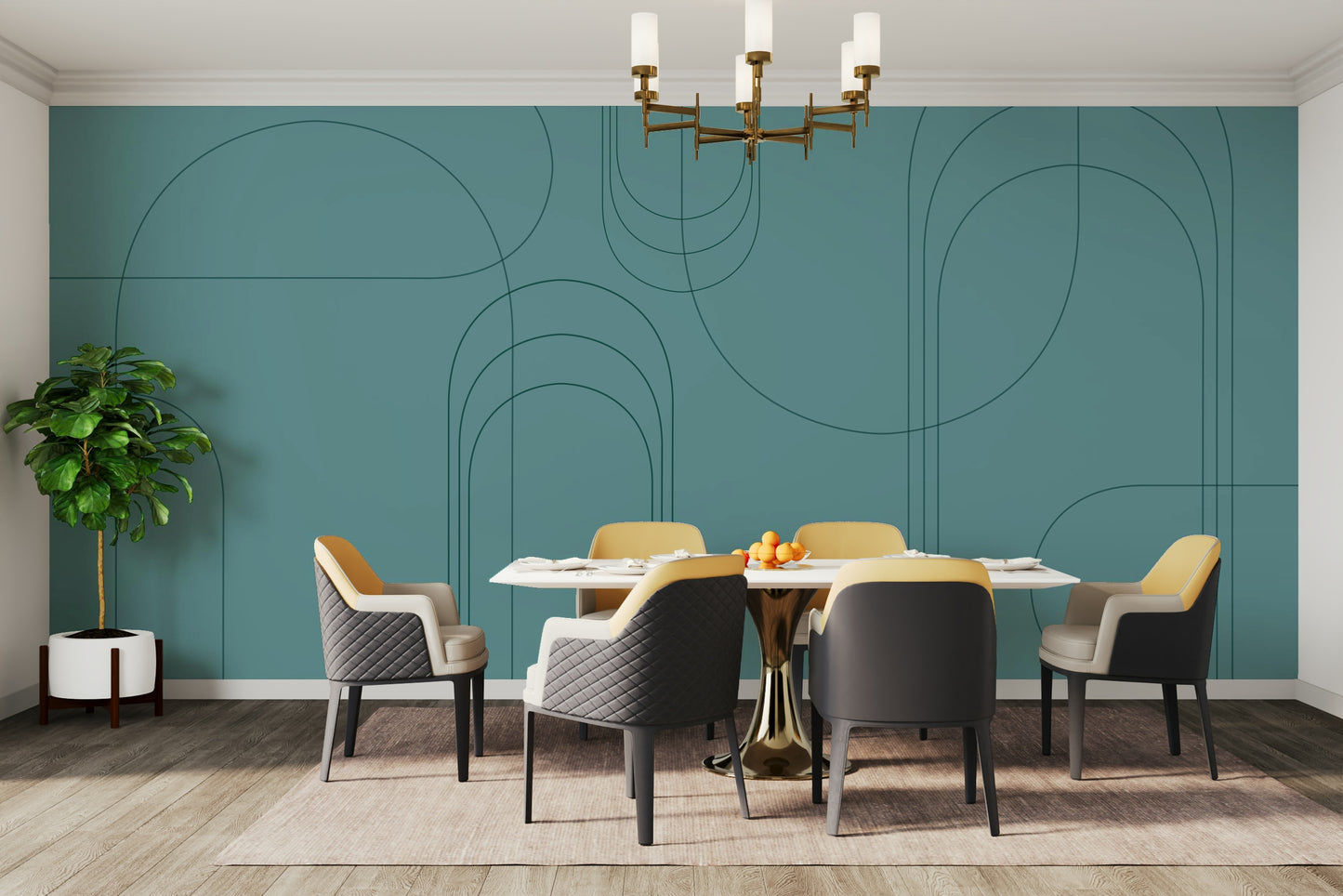 Turquoise Abstract Arches Wall Mural