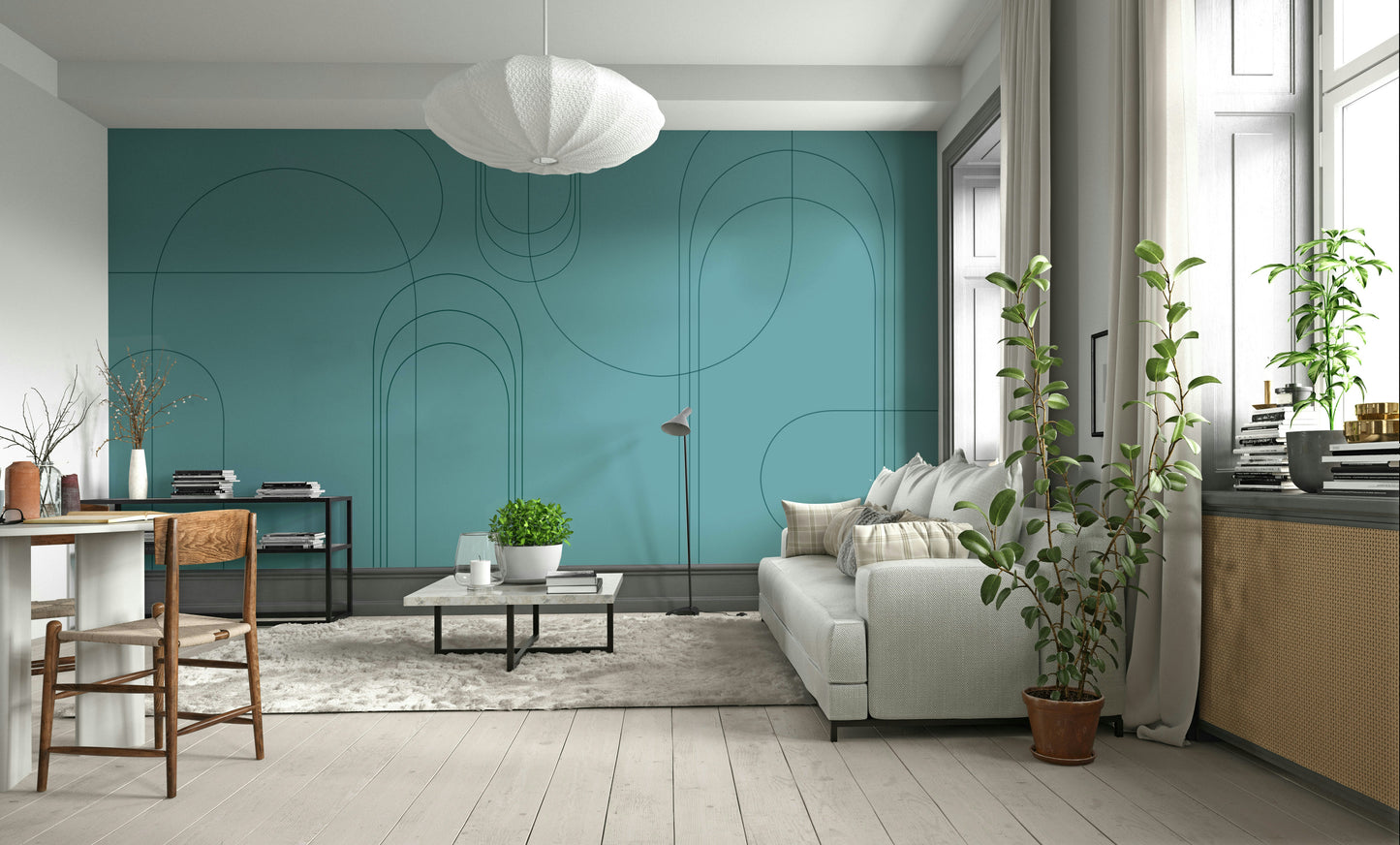 Turquoise Abstract Arches Wall Mural
