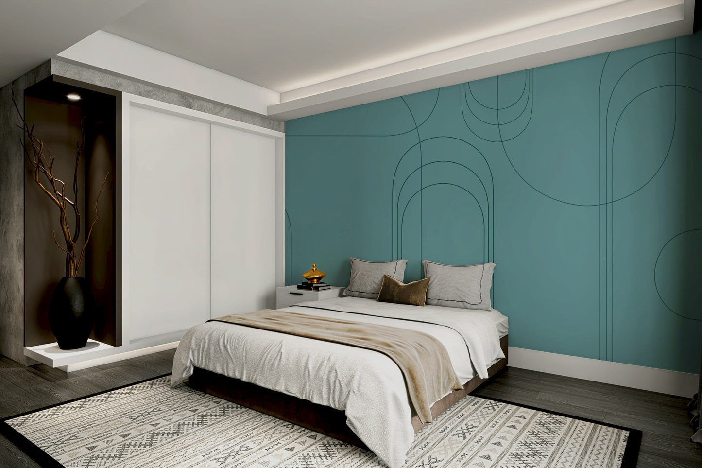 Turquoise Abstract Arches Wall Mural