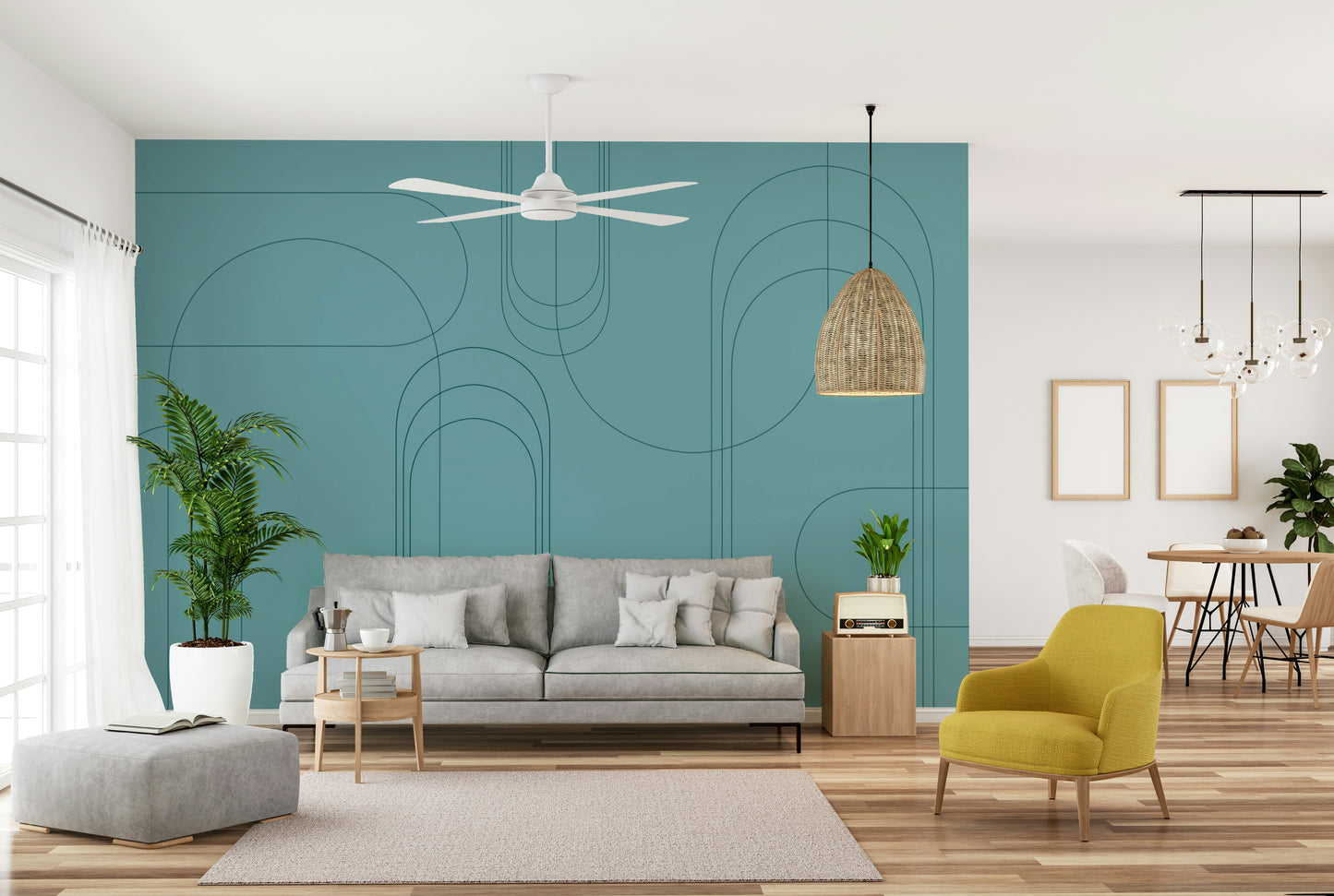 Turquoise Abstract Arches Wall Mural