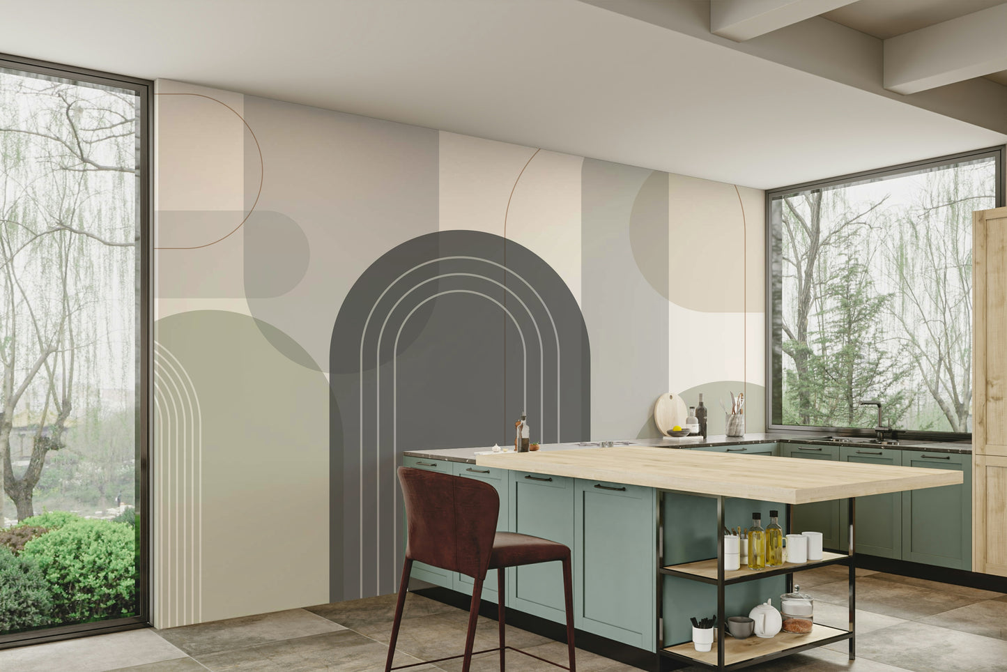 Sophisticated Arches Warm Neutrals Wall Mural