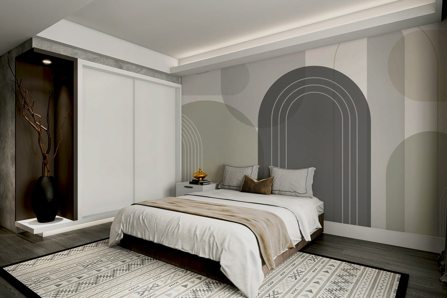 Sophisticated Arches Warm Neutrals Wall Mural