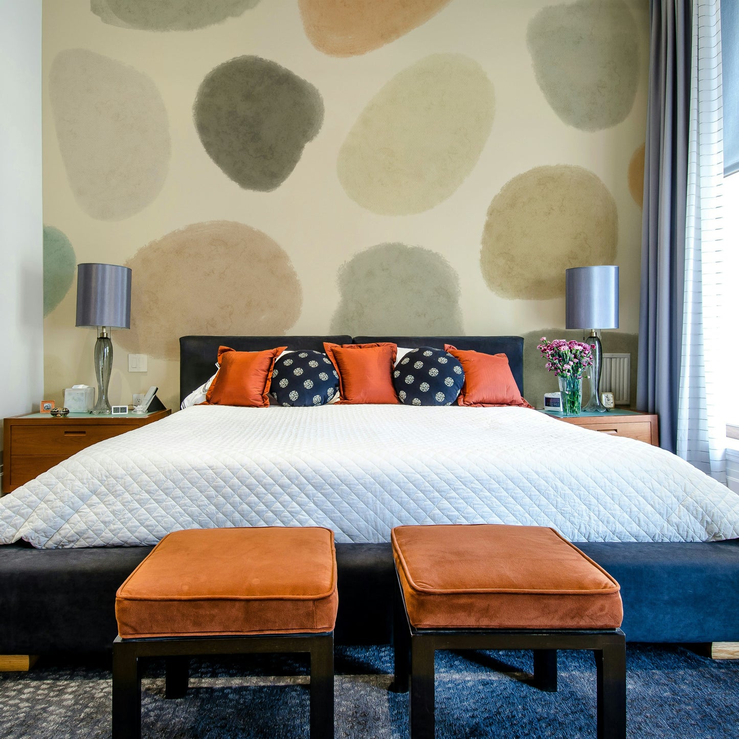 Warm neutral mural wallpaper design

