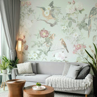 Flowery mural with soft tones

