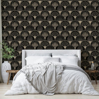 Art Deco wall mural in black

