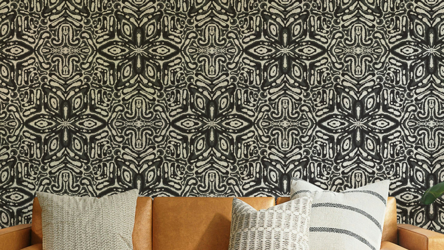 Black and white batik mural

