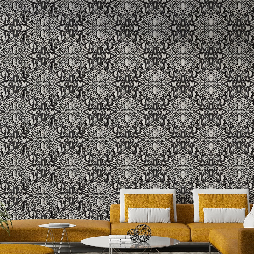Monochrome flower wall mural

