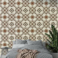 Earthy tile mural wallpaper

