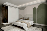 Minimalist wall mural featuring elegant curved lines

