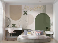 Mid-century modern mural with minimalist design

