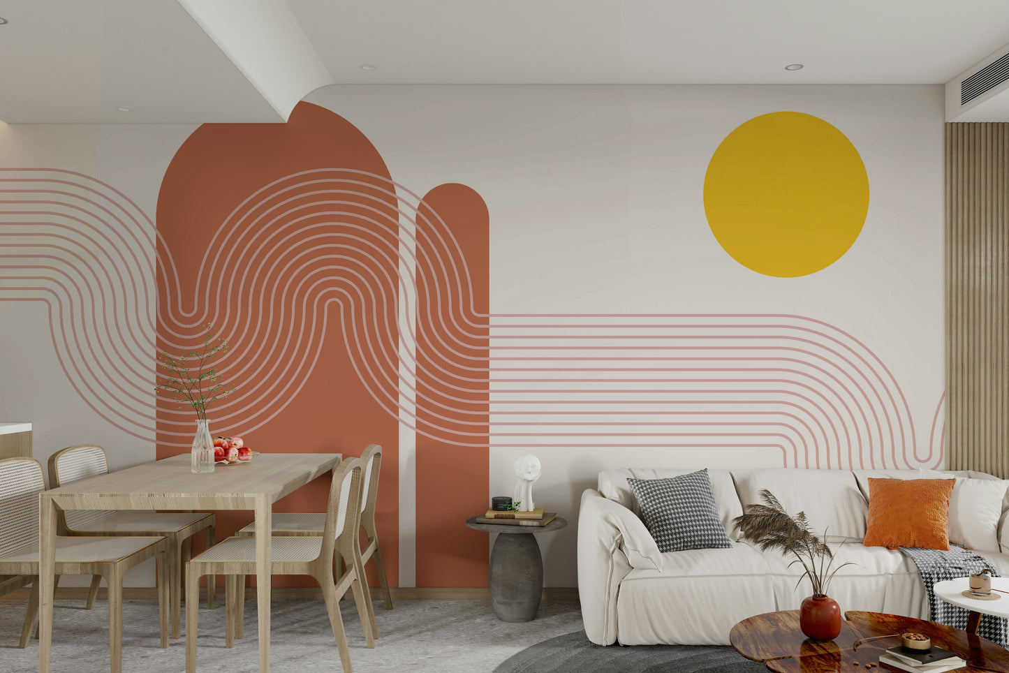 Modern decor wall mural featuring sunset theme


