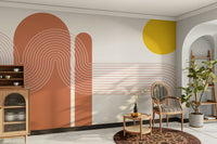 Minimalist wall mural with soft sunset gradient

