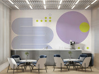 Retro-modern wall mural with geometric patterns

