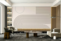 Colorful curved lines on retro modern wall mural

