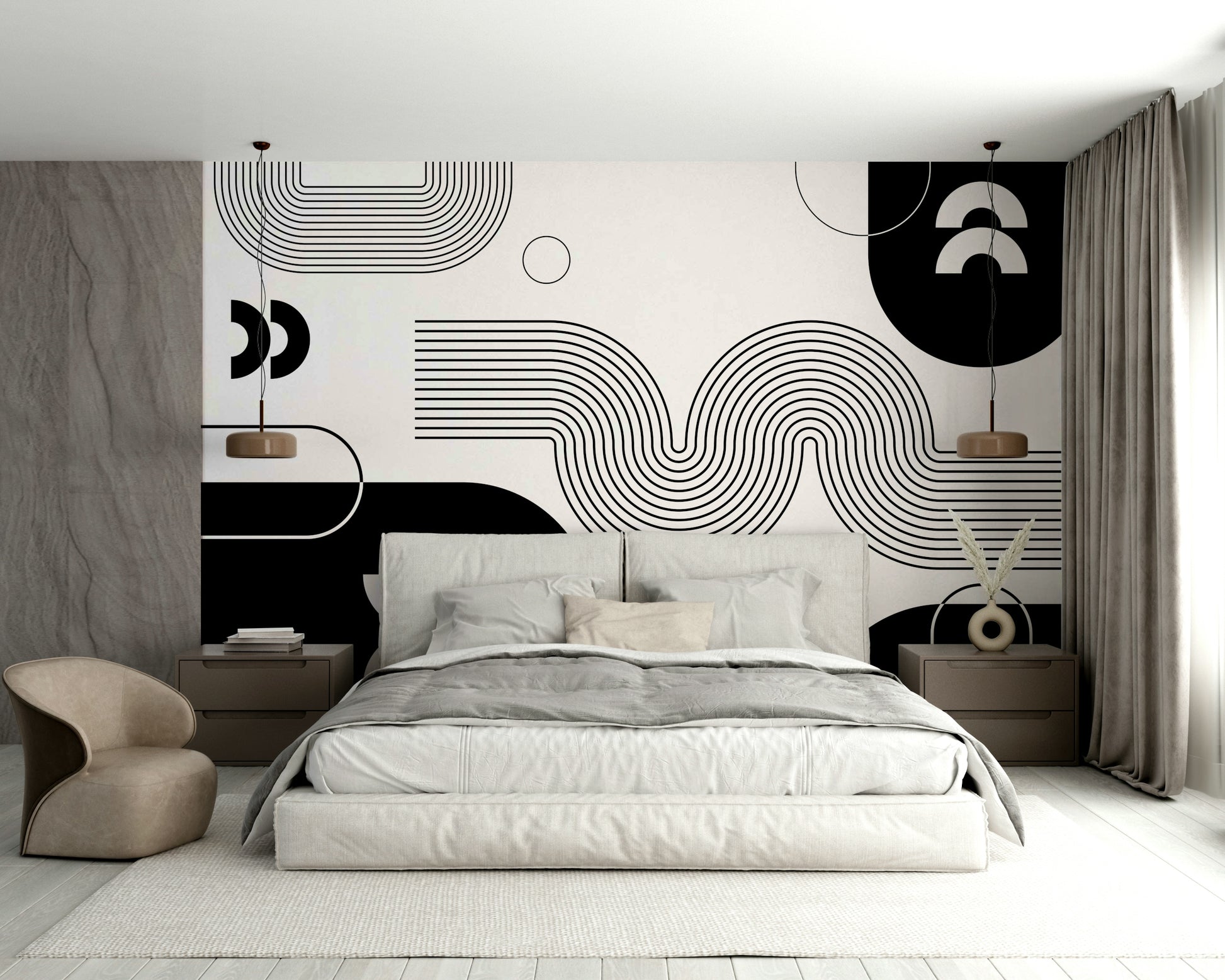 Flowing lines Bold Minimalist Wall Mural

