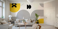 Bold Retro Shapes in Modern Wall Mural

