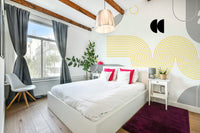 Modern Yellow Gray Geometric Wall Design

