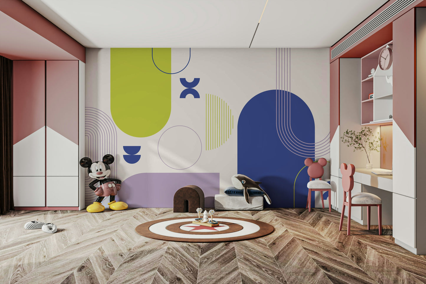 Bold Geometric Pattern Mural for Walls

