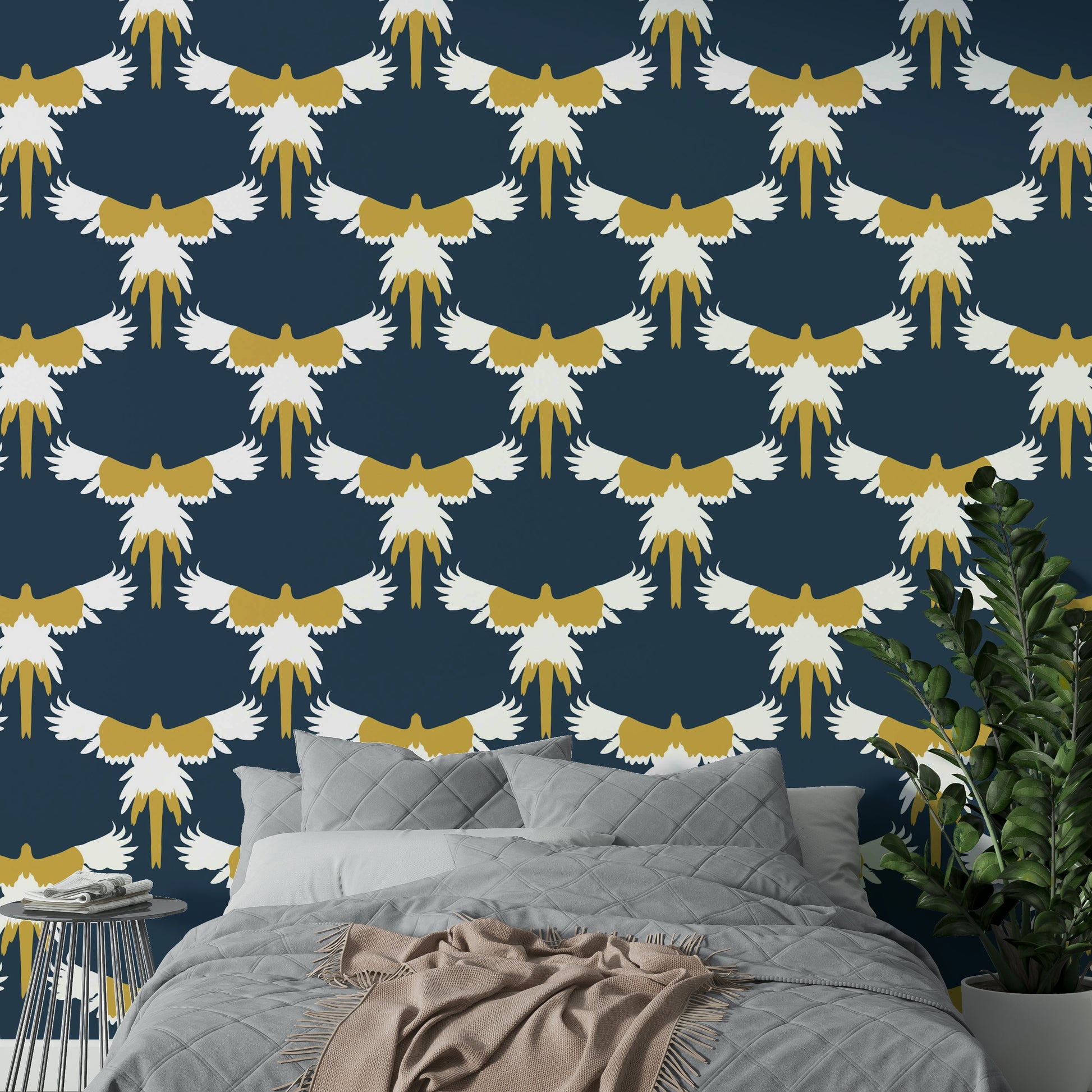 Bright tropical birds wall design

