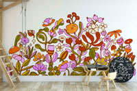 Mid-century floral mural wallpaper

