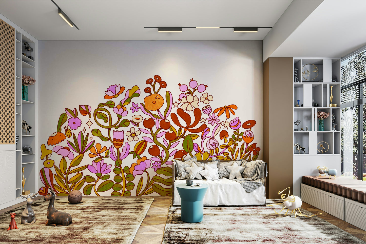 Funky flower wallpaper mural

